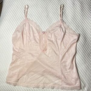Elegant Pink Lace Trim Camisole